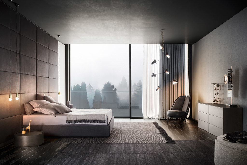 Bed, wallpanel, Boiserie Imbottita, modular fabric or leather panels ...