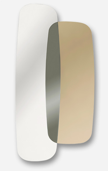 specchio oltre design moderno con tre differenti colori disegnato da Emilio Nanni per Pianca
