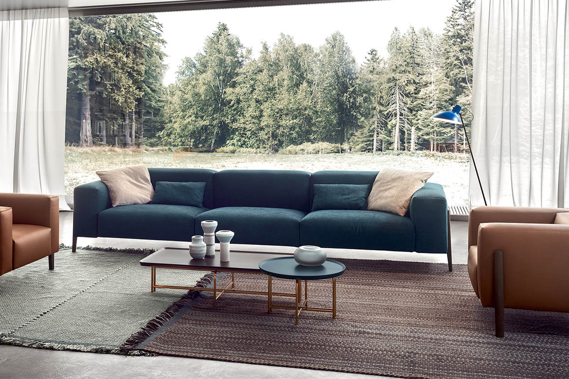 all-in sofa design cmp studio per pianca with blue fabric Two types of backrest are available and can be used together in mixed arrangements