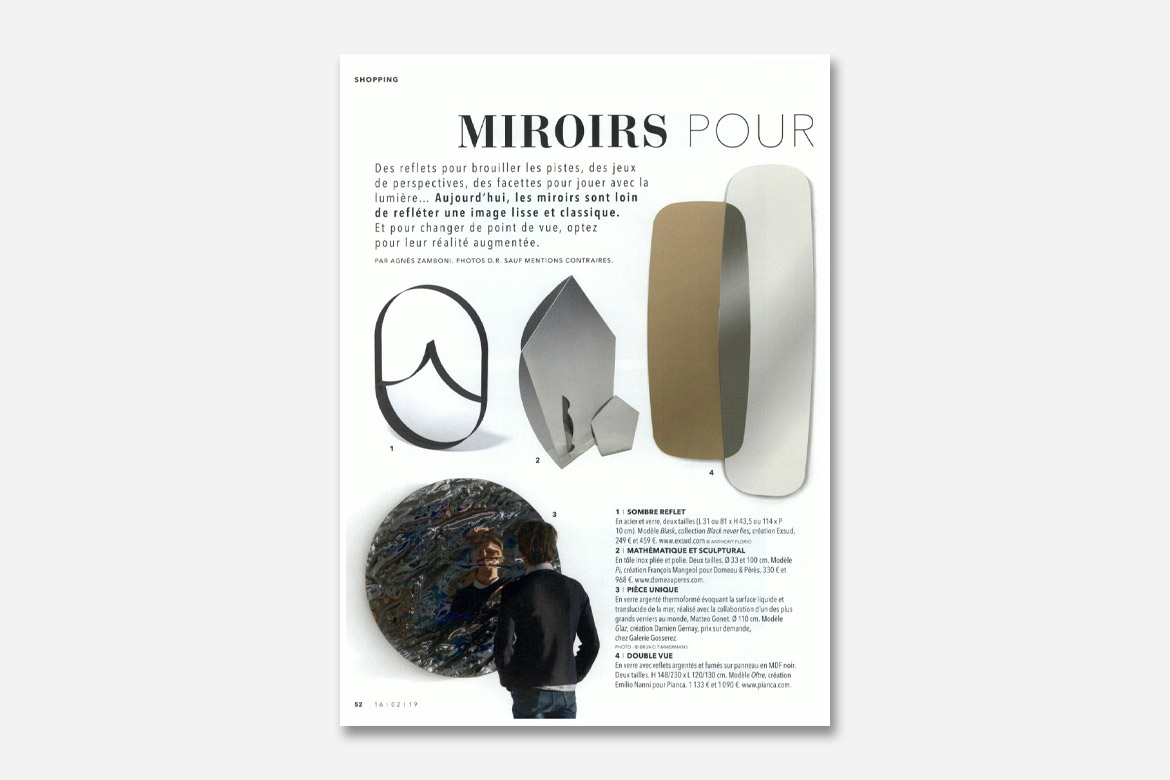 magazine so soir mirror oltre design Emilio Nanni per Pianca